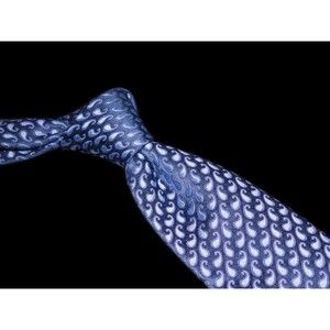 Ike Behar 100% Silk Tie Navy Blue Light Blue Mini Pine Designer USA XL
